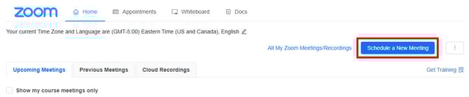 Zoom Page Schedule Button